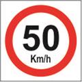  تابلوی "حداکثر سرعت 50 کیلومتر در ساعت"قطر 45 کارتن پلاست 